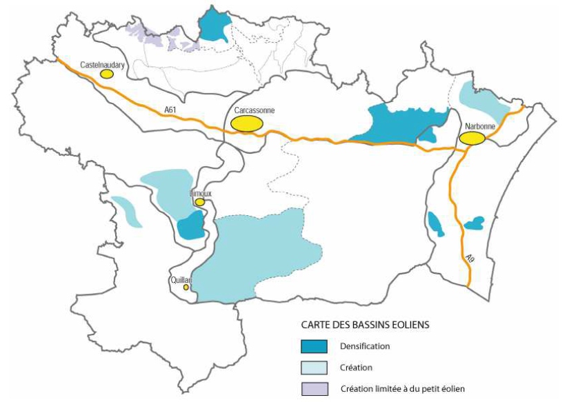 Annexe 1. Plan de gestion des paysages Audois vis-à-vis de projets éoliens : zones de développement éolien